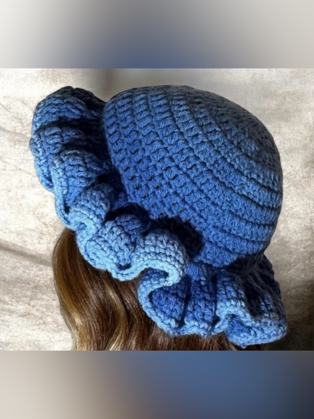 Chic Blue Ruffled Women's Hat - Picture 2 of 4